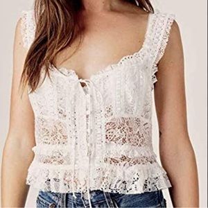 For Love & Lemons Women Button Up Lace Blouse